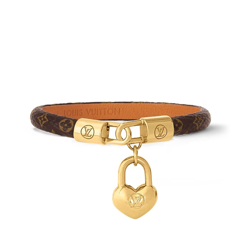 Louis Vuitton Gold and Brown Lock Bracelet